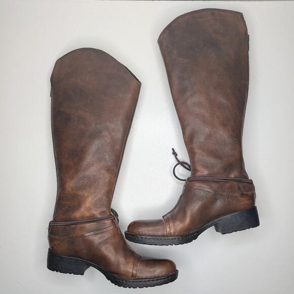 Born Shyra tall full grain leather back zipper rubber soles brown tan size 6 - Picture 3 of 10